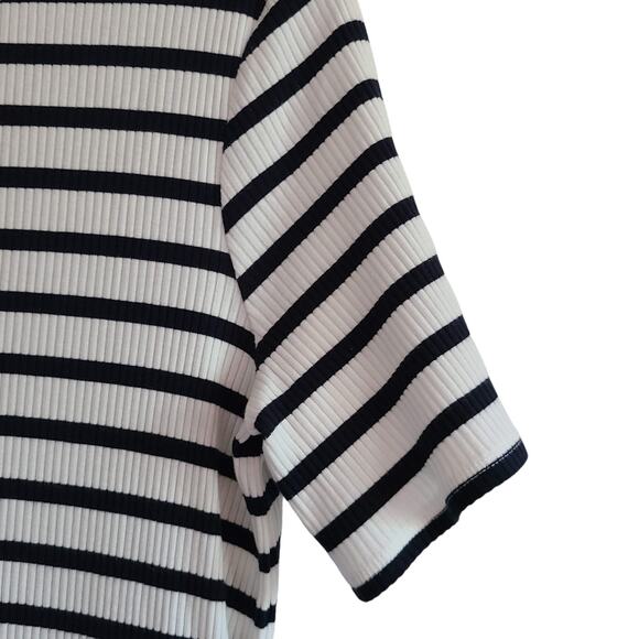REFORMATION Charli Ribbed Ceto Striped T Shirt Dress Black White Women's M‎ - Picture 5 of 10
